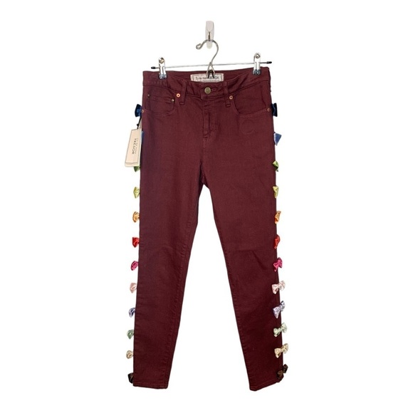 TU ES MON TRÉSOR Velvet Side Bow Jeans 26 - Picture 2 of 12